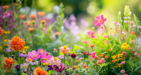 Fototapeta premium Beautiful garden with different flowers