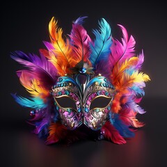 A beautiful and colorful mask with vibrant feathers. Perfect for Mardi Gras or any special occasion.