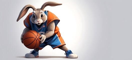 Basketball Bunny With oversized basketball shorts and a jersey hanging loosely on its small frame, this bunny hops onto the court with a basketball tucked under its arm.