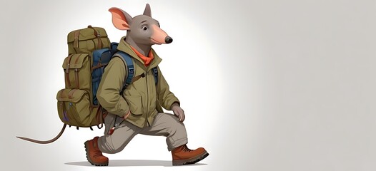 Adventure Aardvark This aardvark is always prepared for outdoor exploration, dressed in practical yet stylish hiking gear like cargo pants, hiking boots, and a utility jacket.
