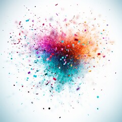 Abstract bright colorful powder explosion on white background.