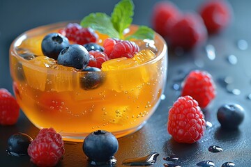 orange jelly with berries