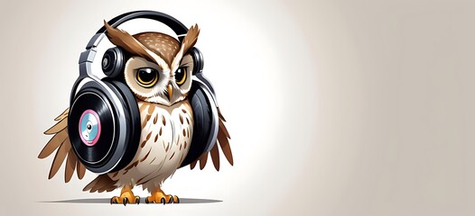 DJ Hoot-Owl An owl wearing oversized headphones and spinning vinyl records with its wings, keeping the beats fresh.