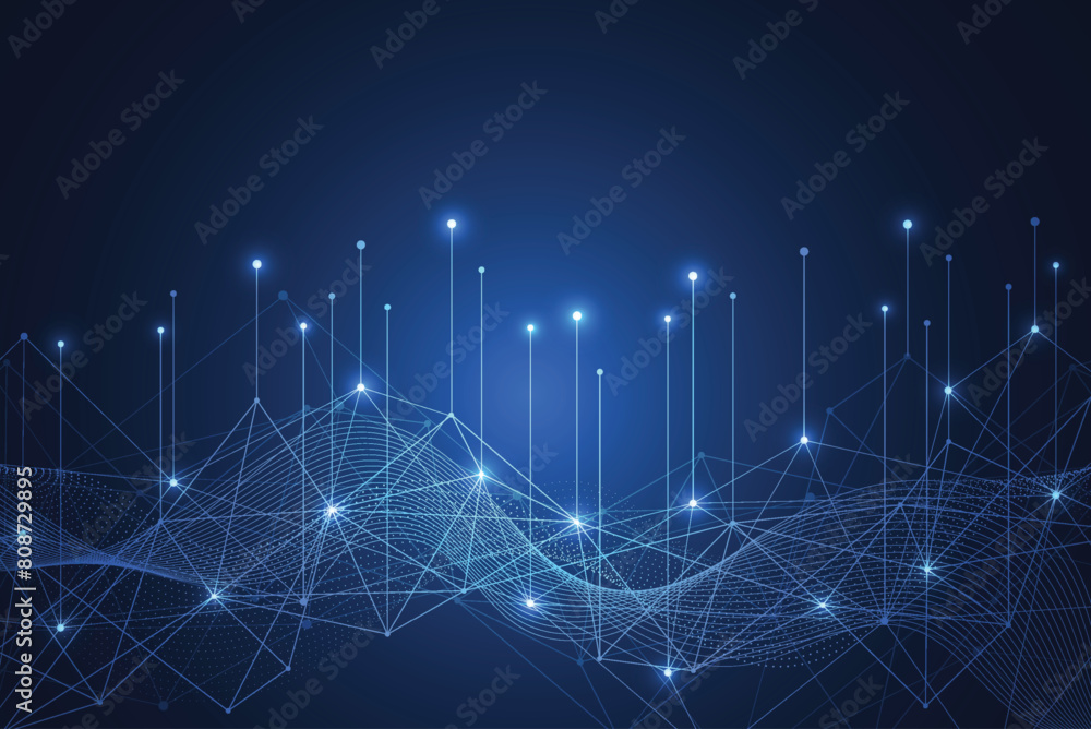 Poster big data visualization. abstract technology innovation communication concept digital blue design bac