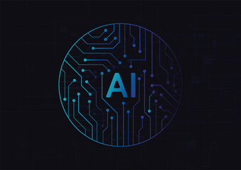 Artificial intelligence chipset on circuit board in futuristic concept technology artwork for web, banner, card, cover. Vector illustration