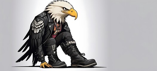 Edgy Eagle This eagle rocks a punk-inspired look with leather jackets, studded accessories, and combat boots.