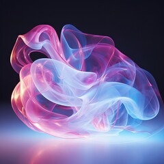 The image is a 3D rendering of a pink and blue smoke-like object
