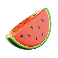 3D Icon Summer. watermelon slices. Isolated on transparant background. 3D illustration. High resolution