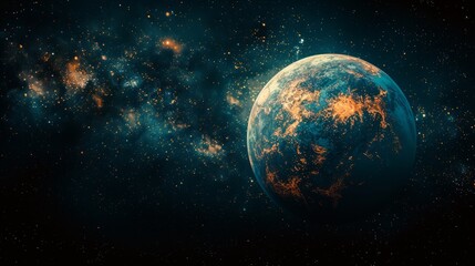 Naklejka premium Planets and galaxy, science fiction wallpaper. Beauty of deep space. Earth and galaxy in space.