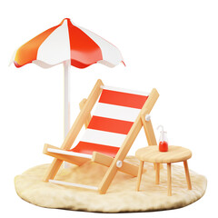3D Icon Summer. beach chairs. Isolated on transparant background. 3D illustration. High resolution