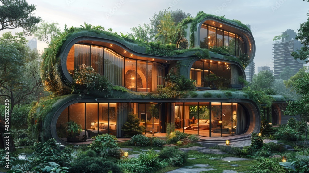 Poster a captivating series of architectural renderings that envision a future where buildings serve as act