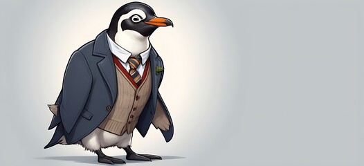 Preppy Penguin Dressed in a neatly pressed button-down shirt, a striped tie, and a sweater vest, this penguin looks like it's ready to attend an Ivy League university.