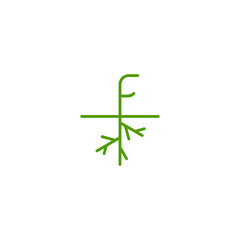 plant logo design in green color, line art of plant in green color