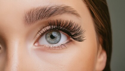 Fototapeta premium Female eye with long eyelashes close-up