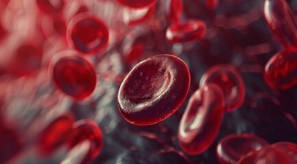 red cells flowing through vein
