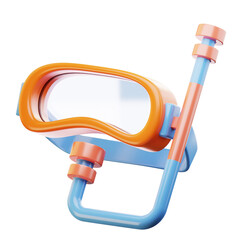 3D Icon Summer. diving goggles. Isolated on transparant background. 3D illustration. High resolution