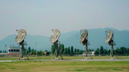 a satellite dish in the middle of a field