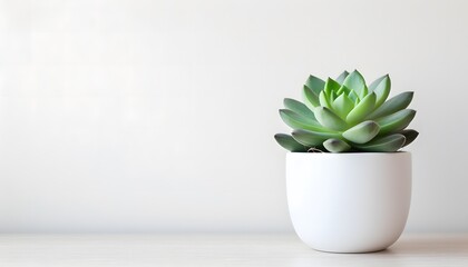 Succulent Plant in a White Pot Against a Minimalist Background