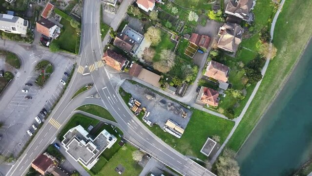 jip down view of the roads in Walensee Wessen Schweiz. Road Interchange. 