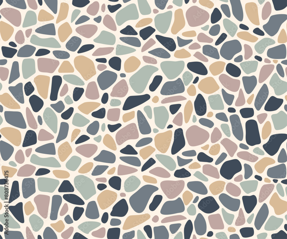 Poster gravel pebble mosaic stone pattern for tile or pavement background, vector texture. gravel tile or c