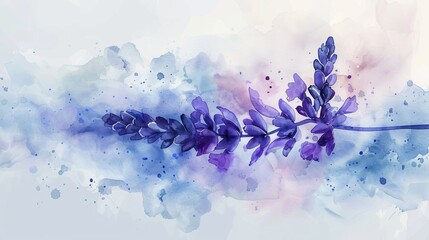 In the soft hues of watercolor, the Lavender flower blooms with timeless elegance, its clusters of purple blossoms and slender leaves weaving a tapestry of serenity and grace.