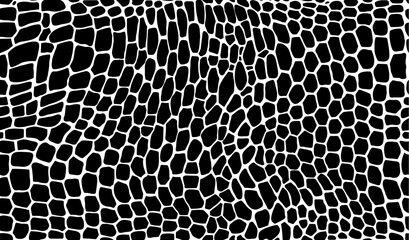 Crocodile animal skin pattern of dinosaur and snake reptile leather, vector background. Abstract black and white crocodile or snake skin pattern of python, alligator or cobra leather mesh texture