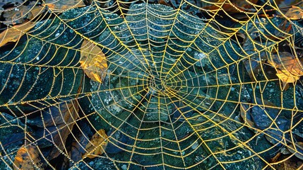 
"Nature's Artistry: Capturing the Beauty of Dew-Kissed Spider Webs in Autumn Gardens"