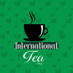 International Tea Day Vector Illustration. world map with tea cup