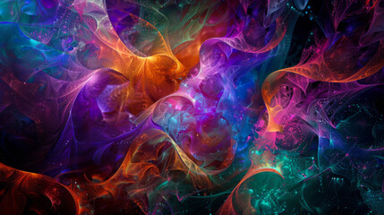 Abstract colorful image, computer art, vibrant colors, connected neural networks