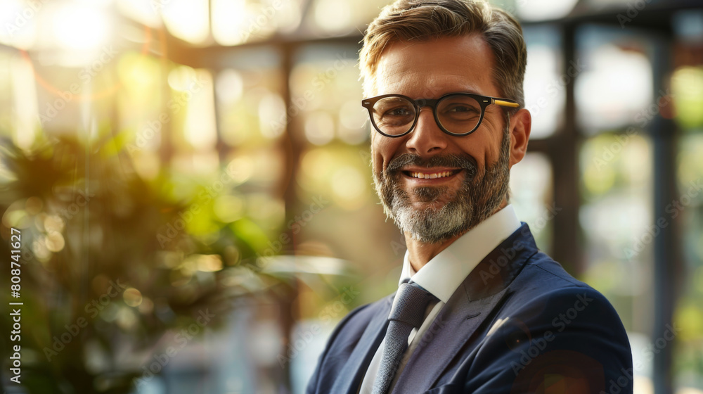 Wall mural beautiful portrait of a middle-aged businessman. business, relationship and finance concept