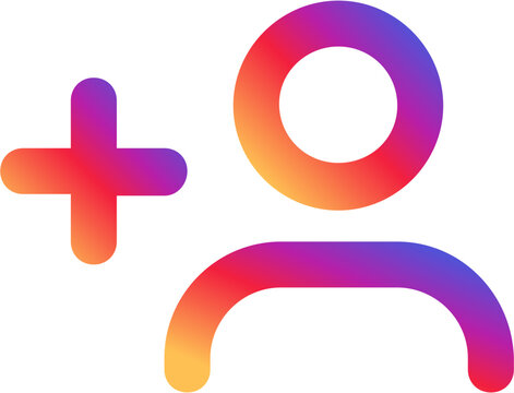 Instagram add friend icon social media post Instagram icons, post, story, reels interface (gradient version)
