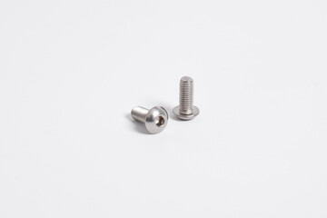 Stainless Button Head Socket Screws isolated on white background