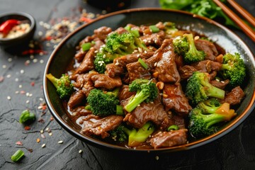 Broccoli beef food asian. Organic cuisine. Generate Ai