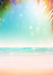 Card border: Palm Trees and Ocean on Beach