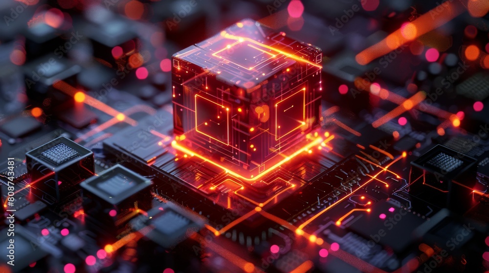 Poster blockchain security technology, firewall and encryption visuals, cybersecure environment