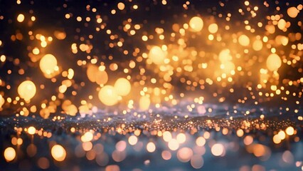 The gold color of this soft, blurred background with bokeh lights evokes feelings of luxury and celebration