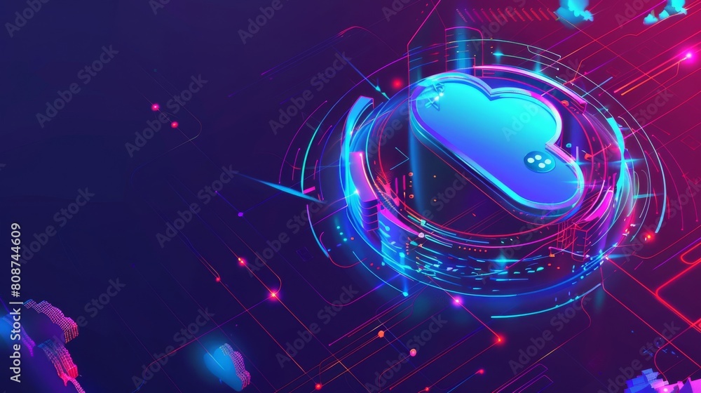 Aufkleber digital fortress protecting cloud-based data, with layers of encryption and security measures, conve