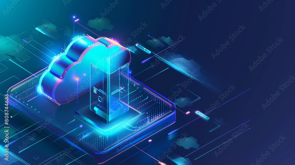 Aufkleber digital fortress protecting cloud-based data, with layers of encryption and security measures, conve