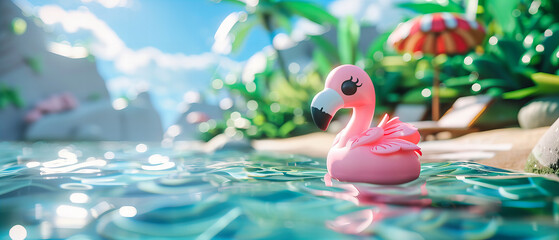 Pink Flamingo Paradise: Natures Playful Spirit Soars in Summer Joy