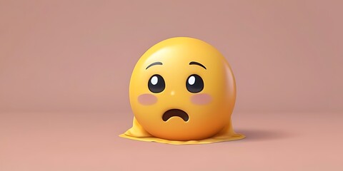 isolated on soft background with copy space Sad emoji concept, illustration