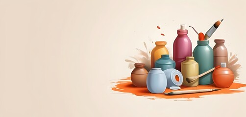 isolated on soft background with copy space Pots concept, illustration