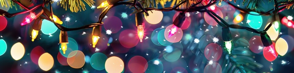 Christmas Light Illustration. Festive String of Colorful Lights, Winter Celebration Concept - Powered by Adobe
