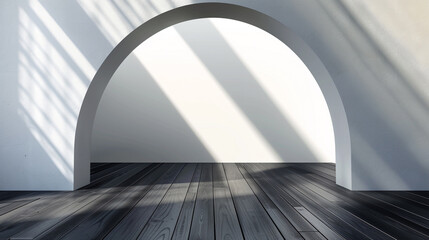 Fototapeta premium Modern office space with a geometric entry and a black wooden floor. Vector illustration.