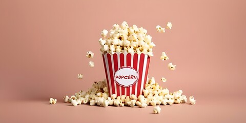 isolated on soft background with copy space Popcorns concept, illustration