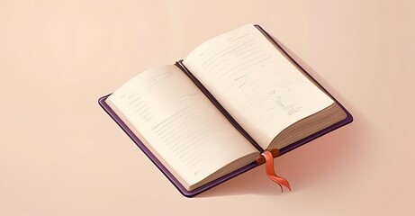 isolated on soft background with copy space Open Diary concept, illustration