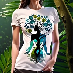 woman with a t shirt dishing