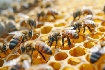 Bees honeycomb food. Nature hive. Generate Ai