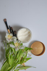 flowers, cosmetics, white, cream, naturalness, eco