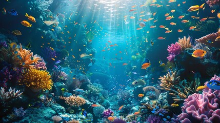 Obraz premium Underwater Coral Reefs with Colorful Fish and Marine Life