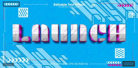 Launch editable text effect in modern cyber trend style